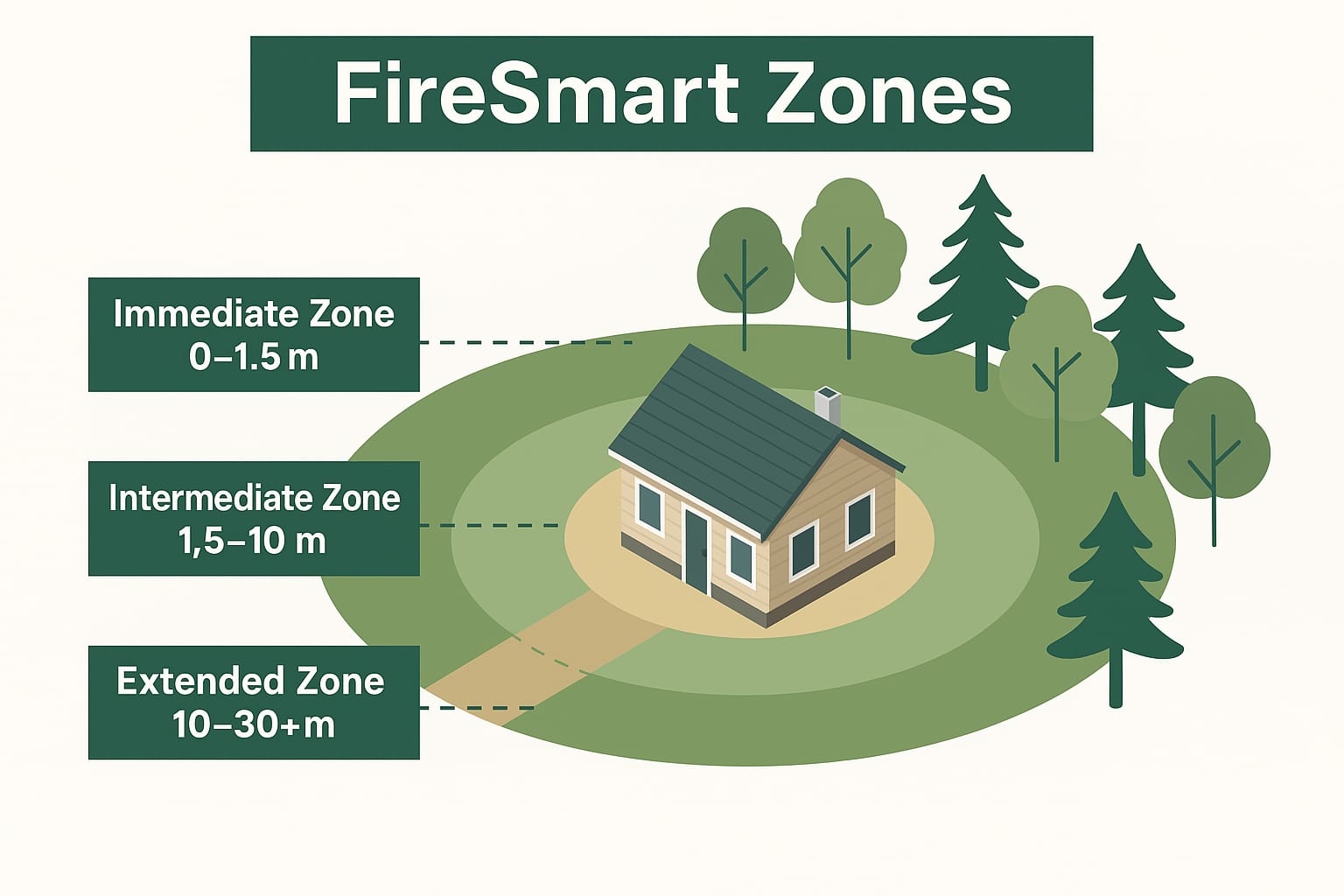 Fire Smart diagram that shows zones around a home.